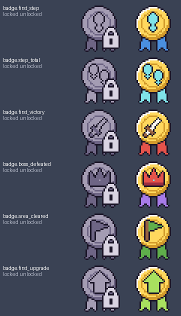 Contact sheet of the original badge artwork.